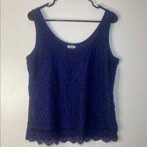 Mossimo Supply Co Blue Sleeveless Tank Top with Elegant Lace